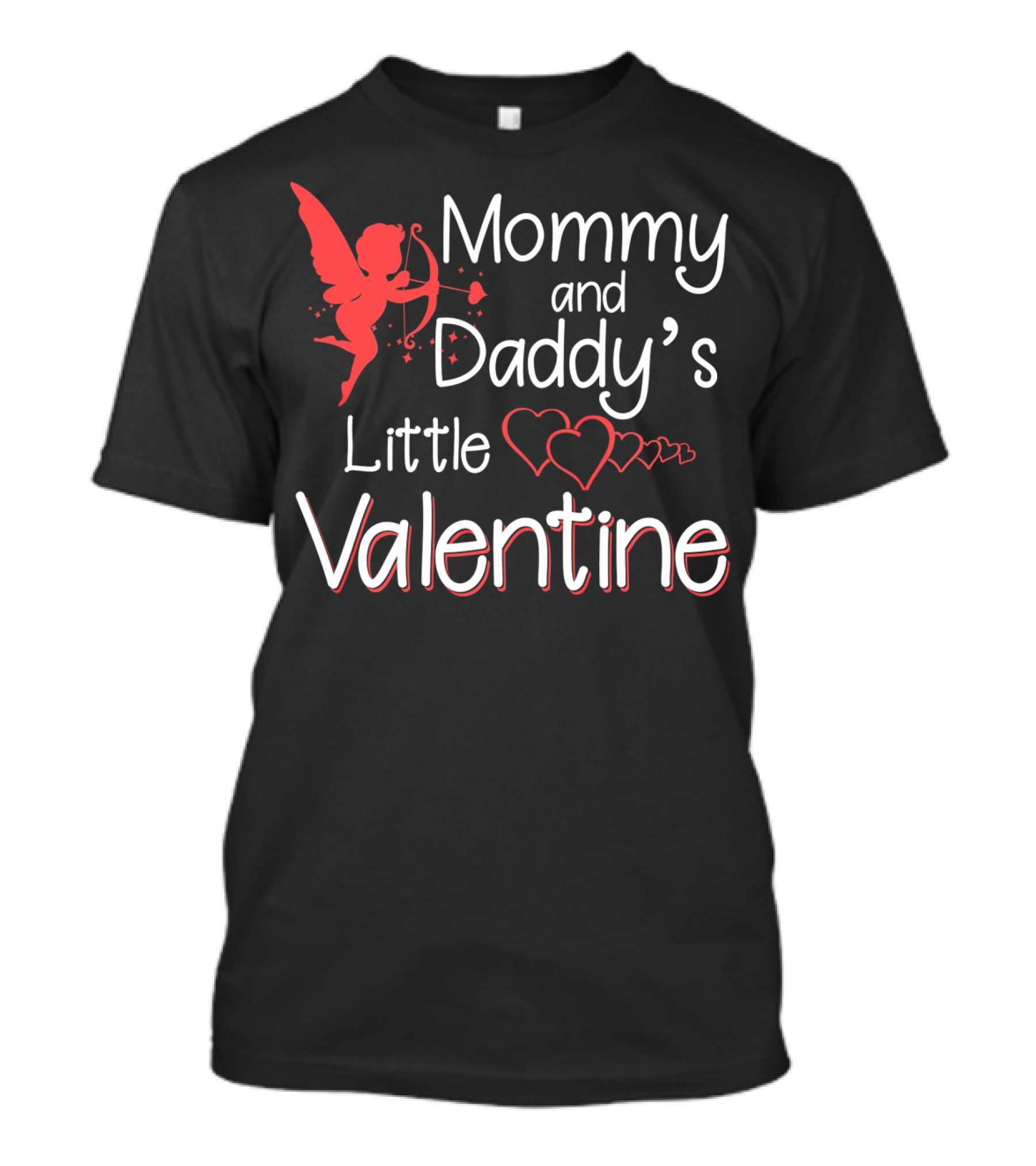 Mommy And Daddy's Little Valentine Angel With Hearts And Cupid T-Shirt