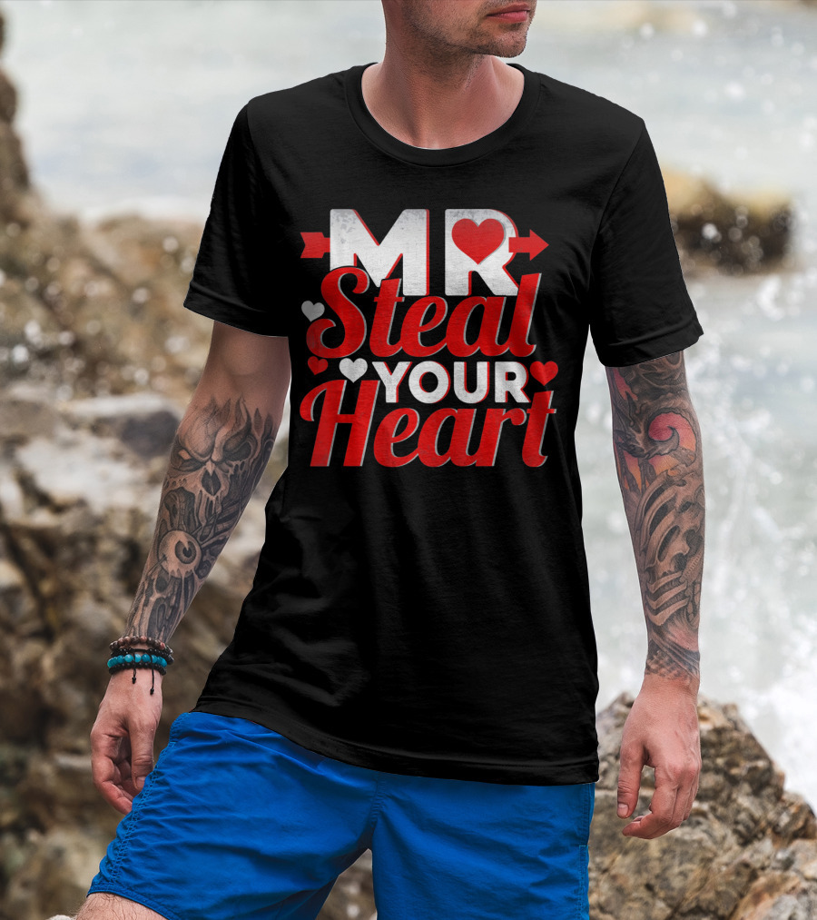 Mr Steal Your Heart Valentines Day Hearts And Arrows T-Shirt
