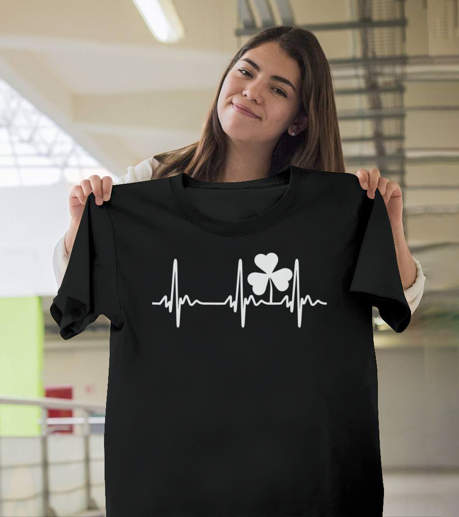 Ireland Heartbeat Clover St. Patrick's Day T-Shirt