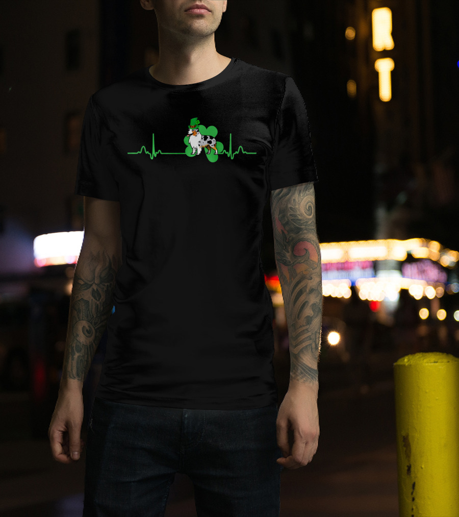 Heartbeat St. Patrick's Clover Aussie Dog T-Shirt