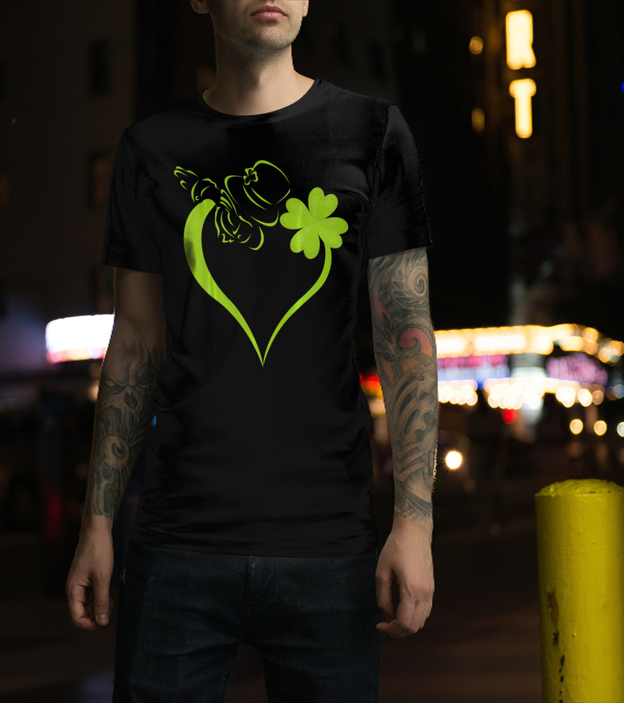 Dabbing Leprechaun Heart Shamrock St Patrick's T-Shirt