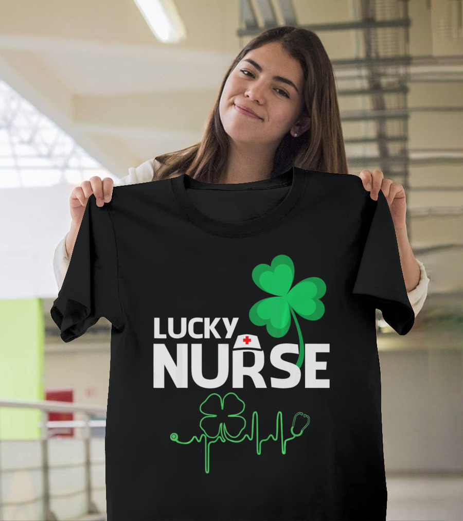Lucky Nurse Shamrock Heartbeat St. Patricks Day T-Shirt
