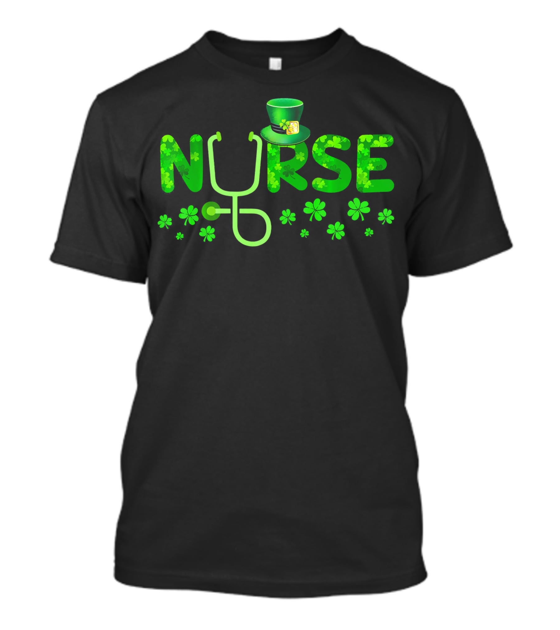 Nurse Shamrock Leprechaun Hat Stethoscope Clover T-Shirt
