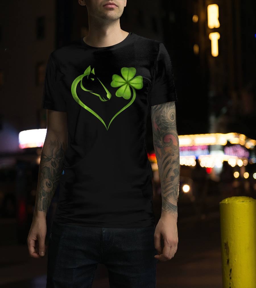 Horse Lucky Clover Heart Shape St. Patrick's Day T-Shirt