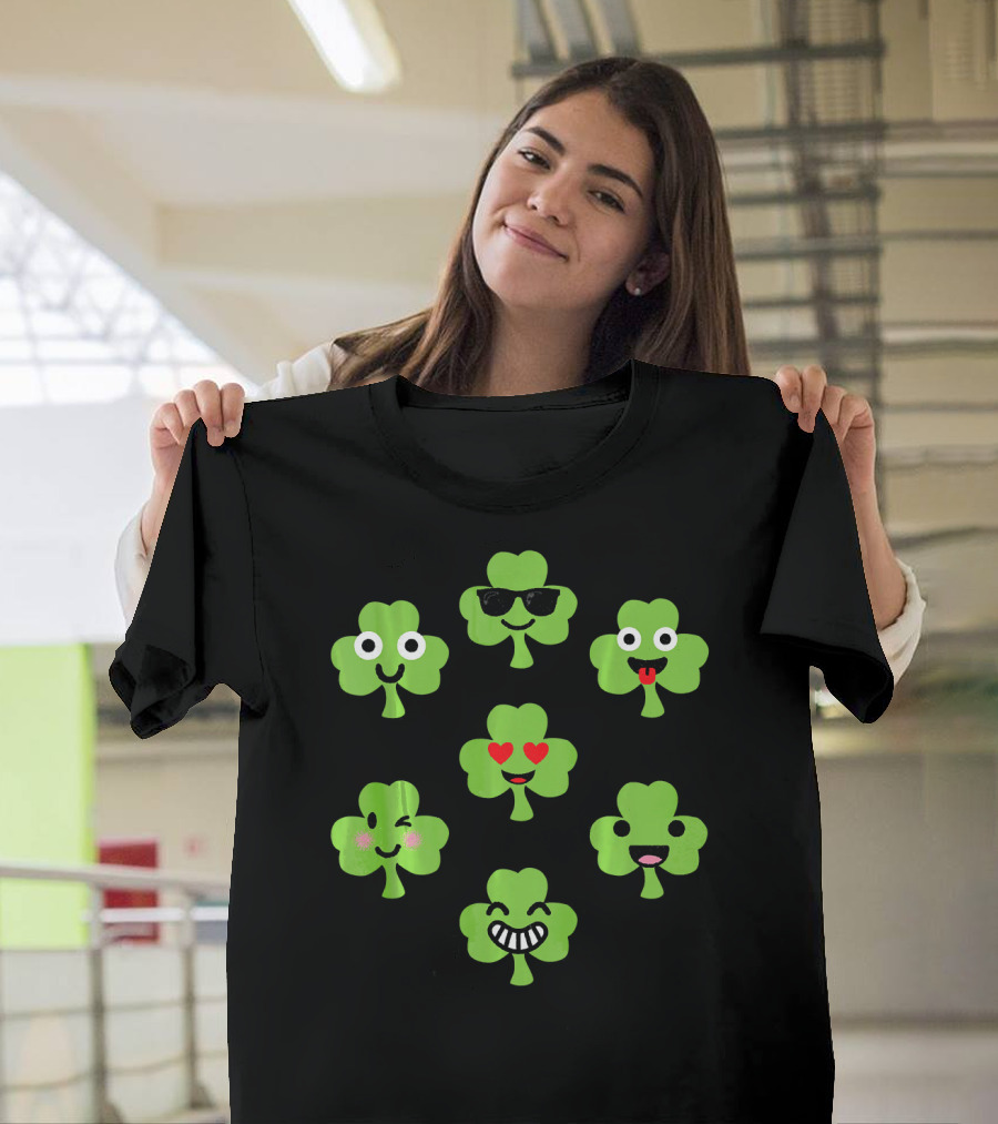 Emoji Shamrock Faces Lucky St. Patrick's Day T-Shirt