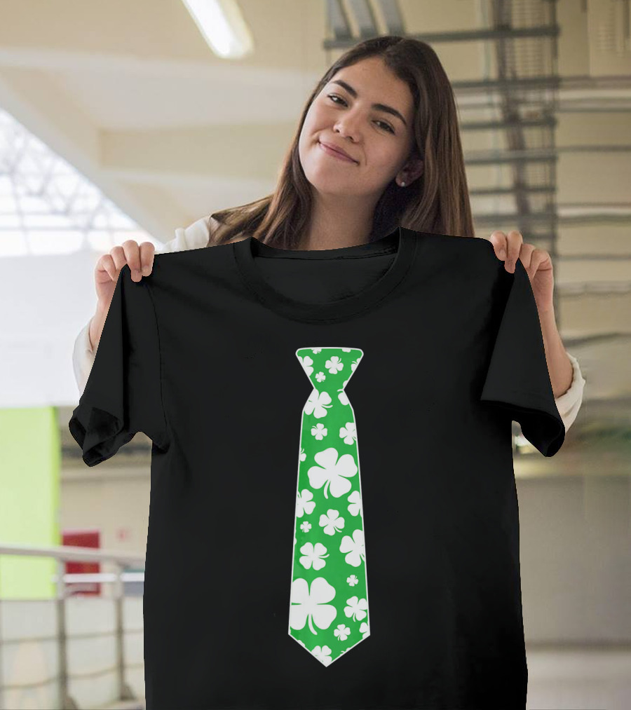 St Patricks Day Irish Shamrock Green Tie T-Shirt