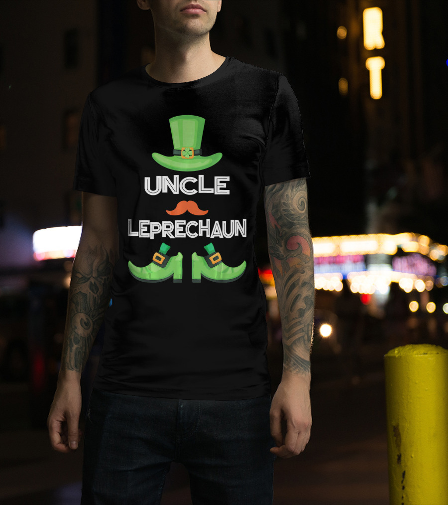 Uncle Leprechaun Green Hat And Shoes St. Patrick's Day Family Matching Group T-Shirt
