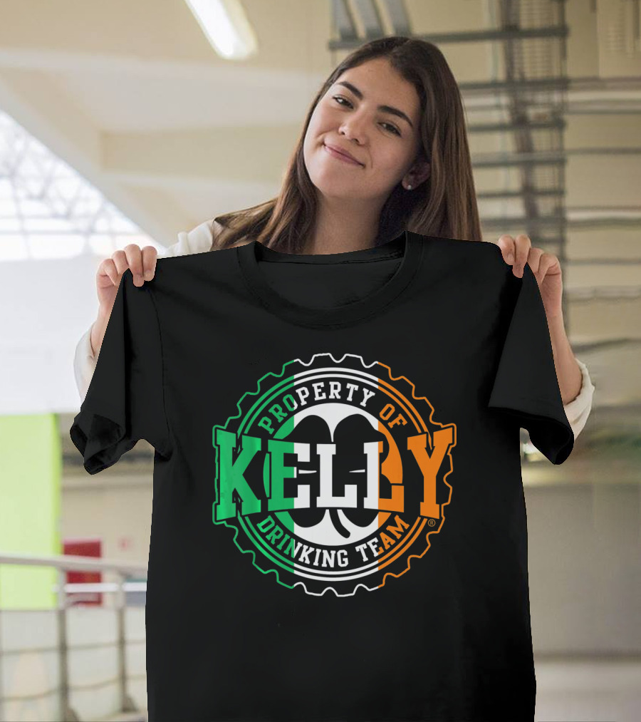 Property Of Kelly Drinking Team Irish Flag Colors T-Shirt