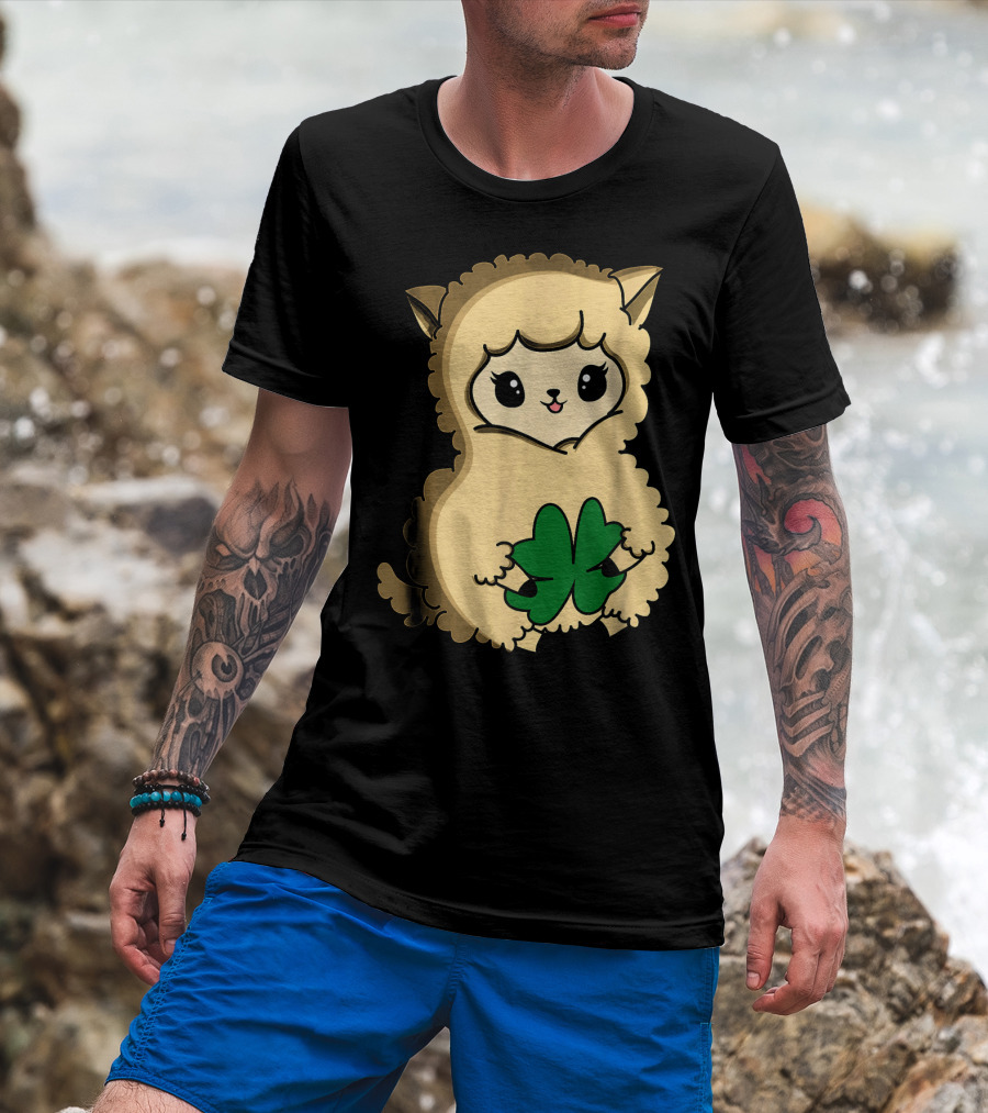 Cute Funny Irish Clover Llama For St. Patrick's Day T-Shirt