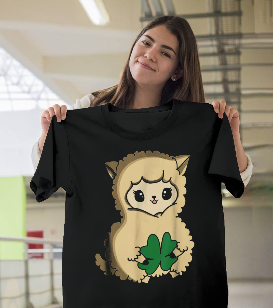 Cute Funny Irish Clover Llama For St. Patrick's Day T-Shirt