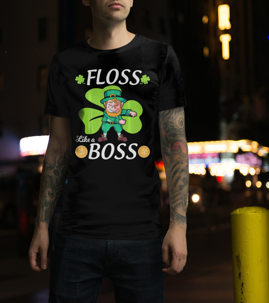 Floss Like A Boss Leprechaun Shamrock Coins T-Shirt