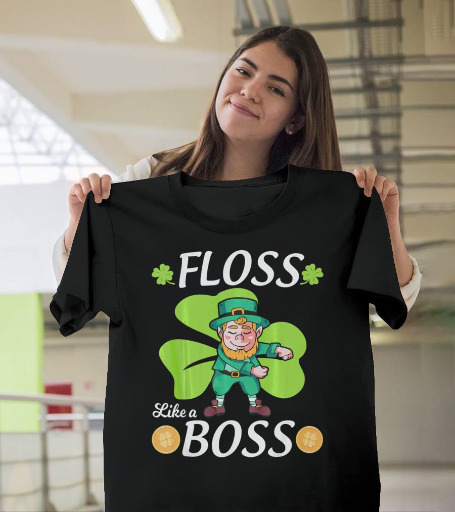 Floss Like A Boss Leprechaun Shamrock Coins T-Shirt