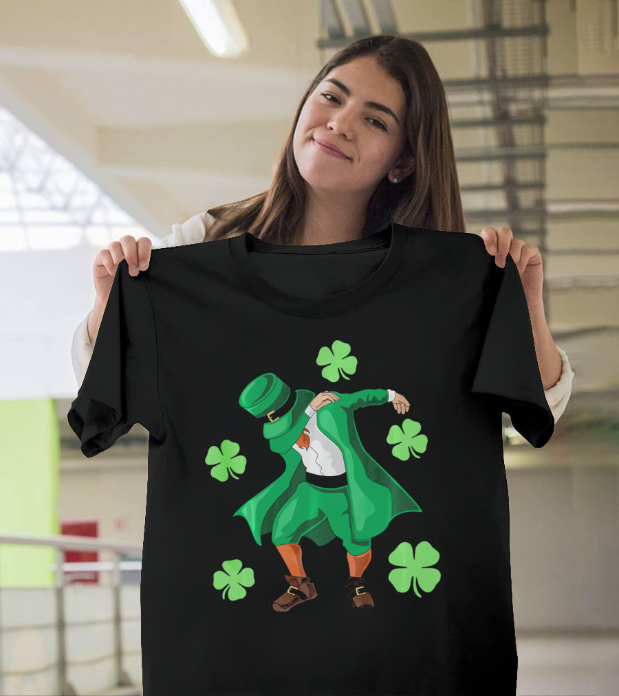 Funny Dabbing Leprechaun with Clovers for St. Patrick's Day T-Shirt