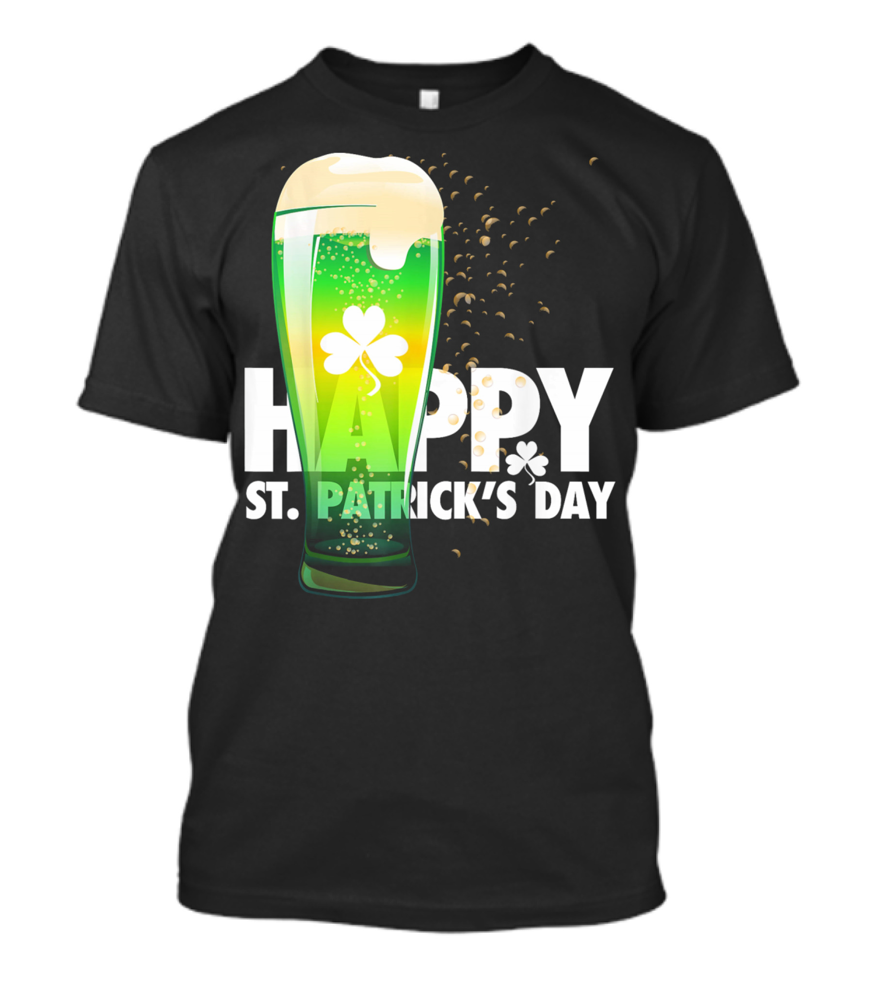 Happy St. Patrick's Day Irish Green Beer With Shamrock Bubbles T-Shirt