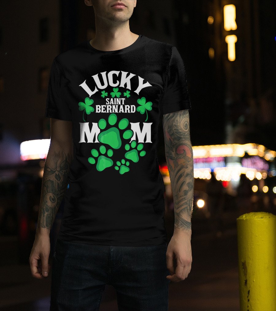 Lucky Saint Bernard Mom St. Patrick's Day T-Shirt