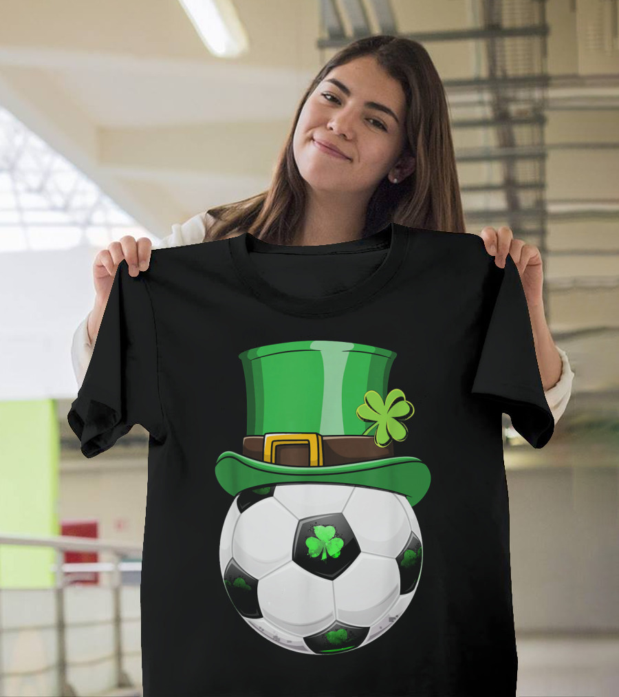 Leprechaun Soccer Funny St. Patrick's Day Hat with Shamrock Soccer Ball T-Shirt