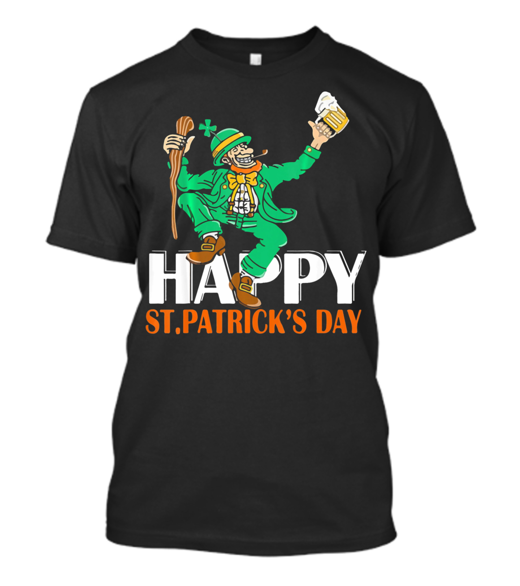Happy St. Patrick's Day Green Celebrating Beer And Shamrock T-Shirt
