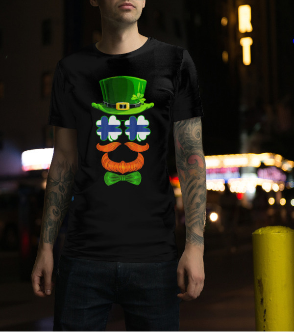 Finland Flag Shamrock Leprechaun Finnish Hat Mustache Bow Tie T-Shirt