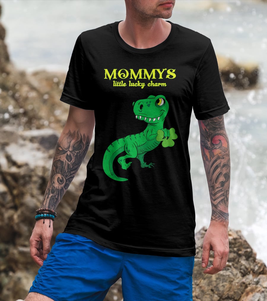 Mommy's Little Lucky Charm Dinosaur Kids St Patrick's Day T-Shirt