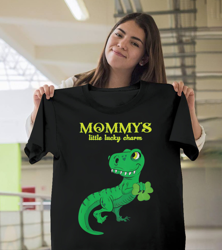 Mommy's Little Lucky Charm Dinosaur Kids St Patrick's Day T-Shirt
