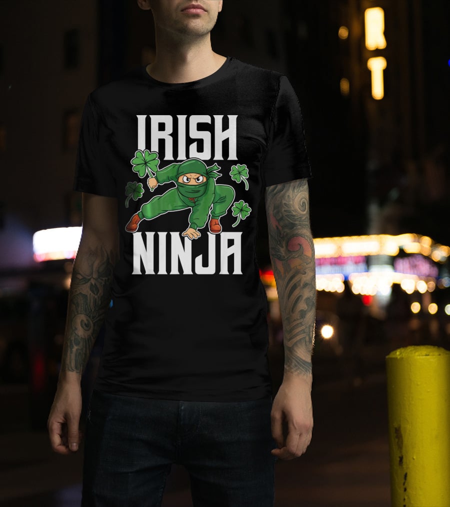 Irish Ninja Shamrock Warrior Awesome T-Shirt