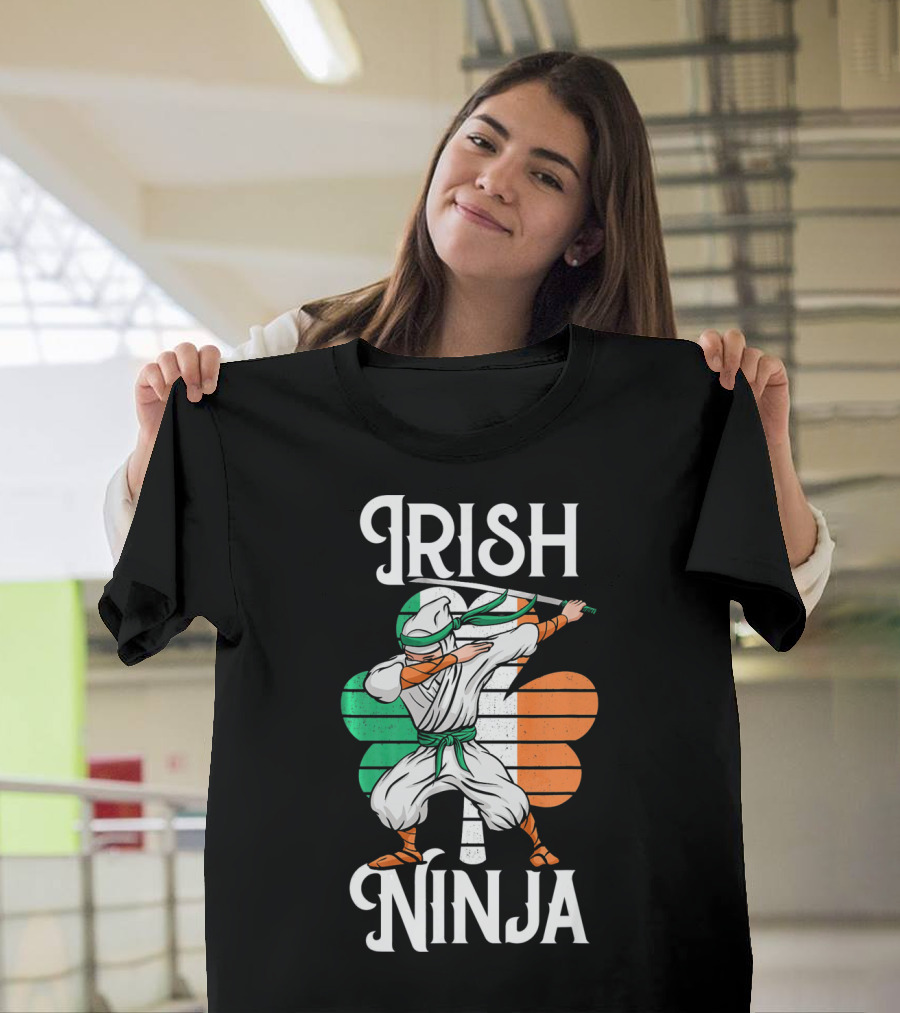 Irish Ninja Clover Martial Arts Pose T-Shirt