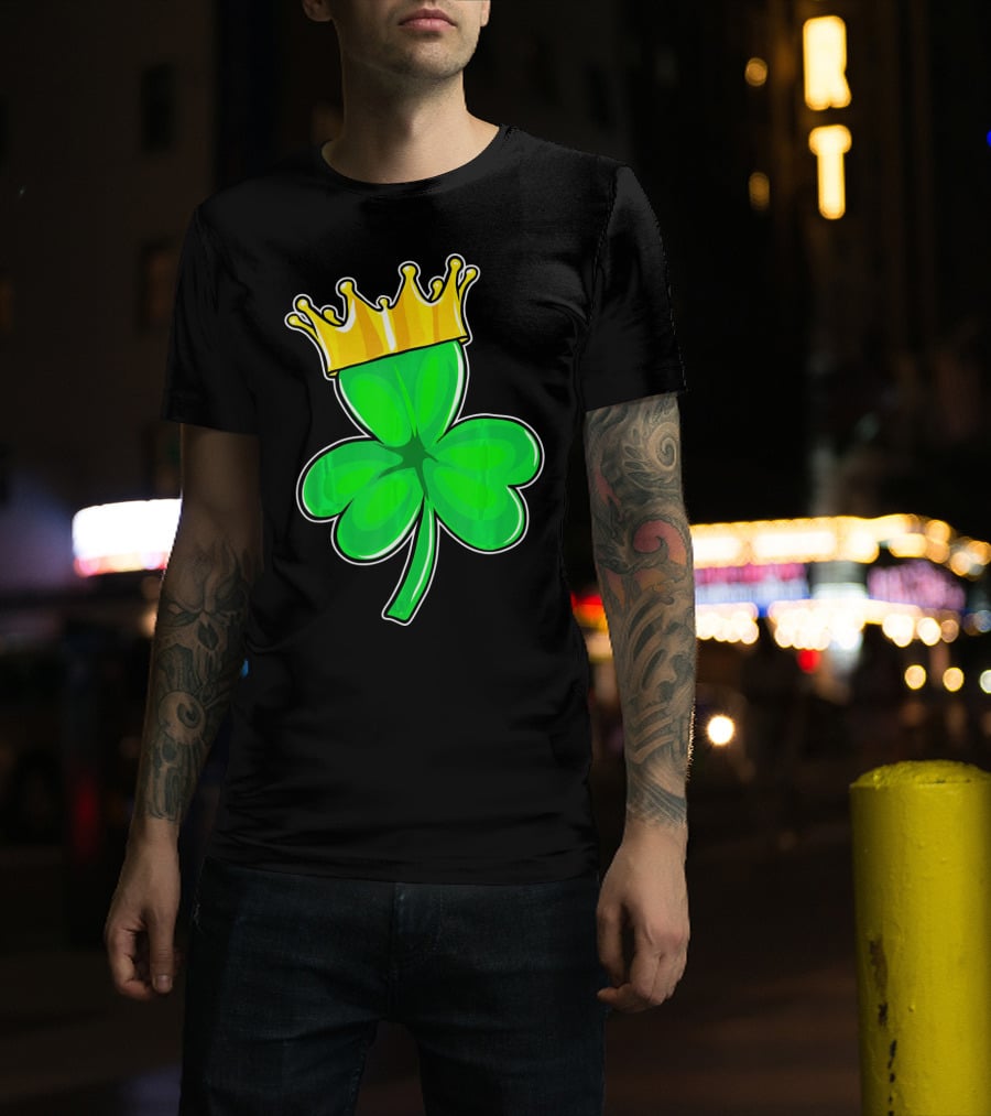 Four Leaf Clover King With Crown Of Luck T-Shirt