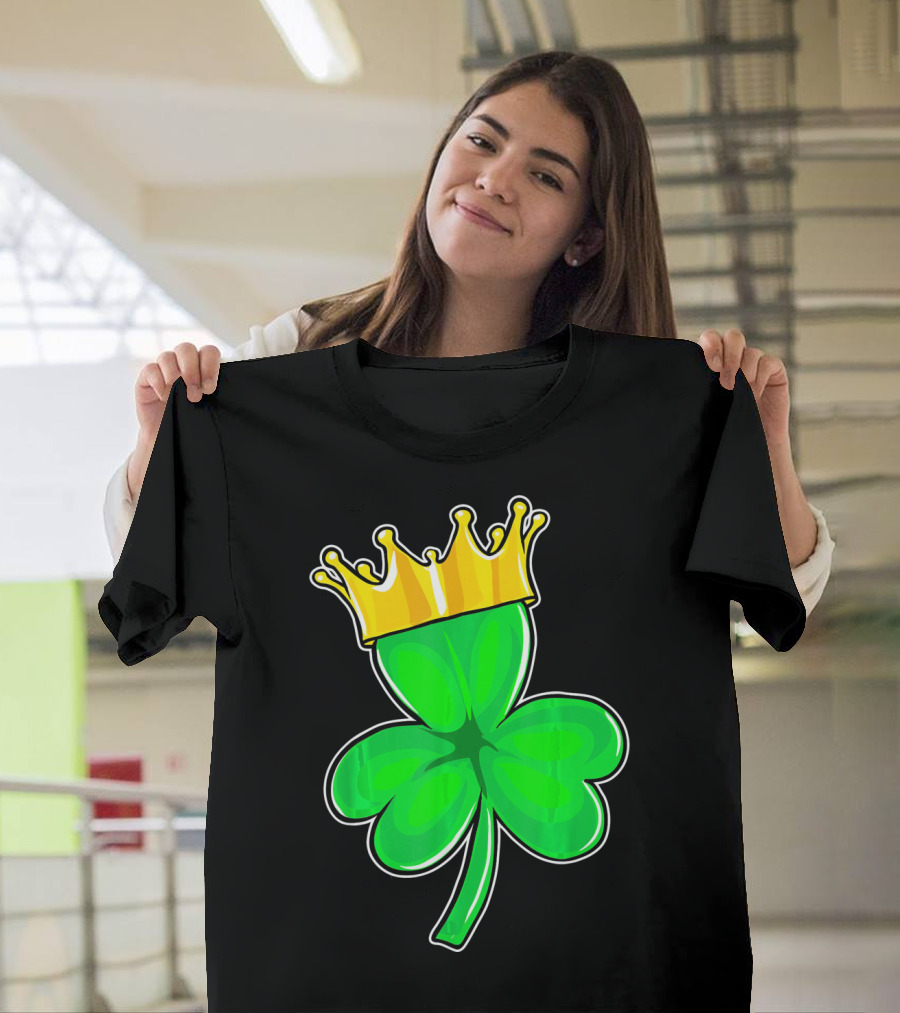 Four Leaf Clover King With Crown Of Luck T-Shirt