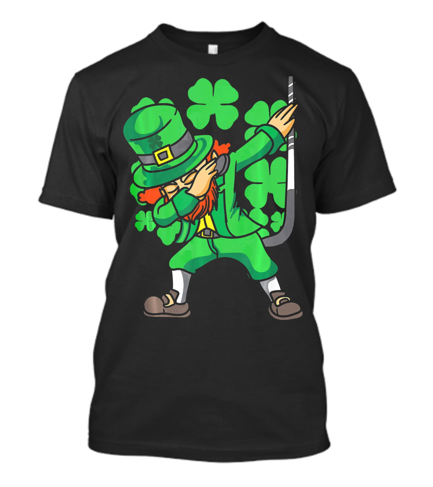 Dabbing Leprechaun Hockey Stick With Shamrocks St. Patrick's Day T-Shirt