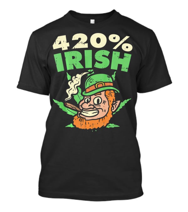 Funny St Patricks Day 420% Irish Weed Smoking Leprechaun T-Shirt