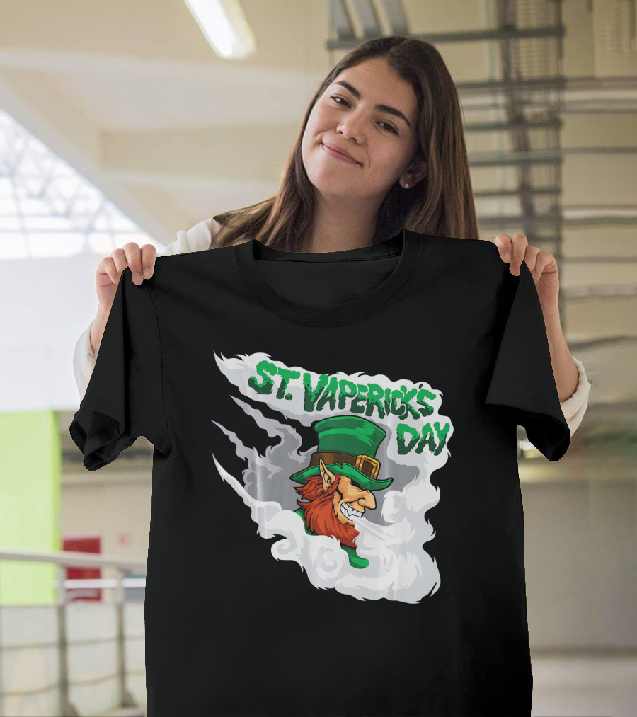 St. Vapericks Day with Vaping Leprechaun and Smoke Swirls T-Shirt