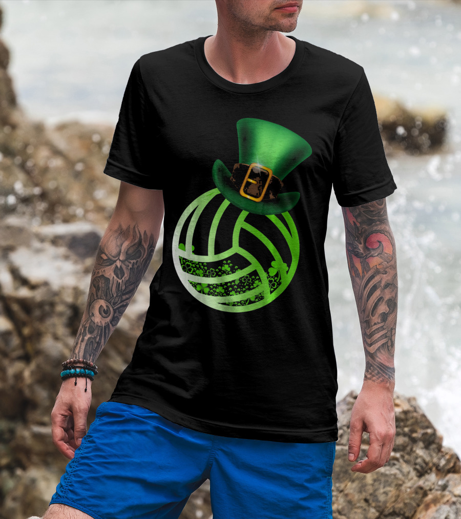 Shamrock Volleyball Leprechaun St Patrick's Green Hat T-Shirt