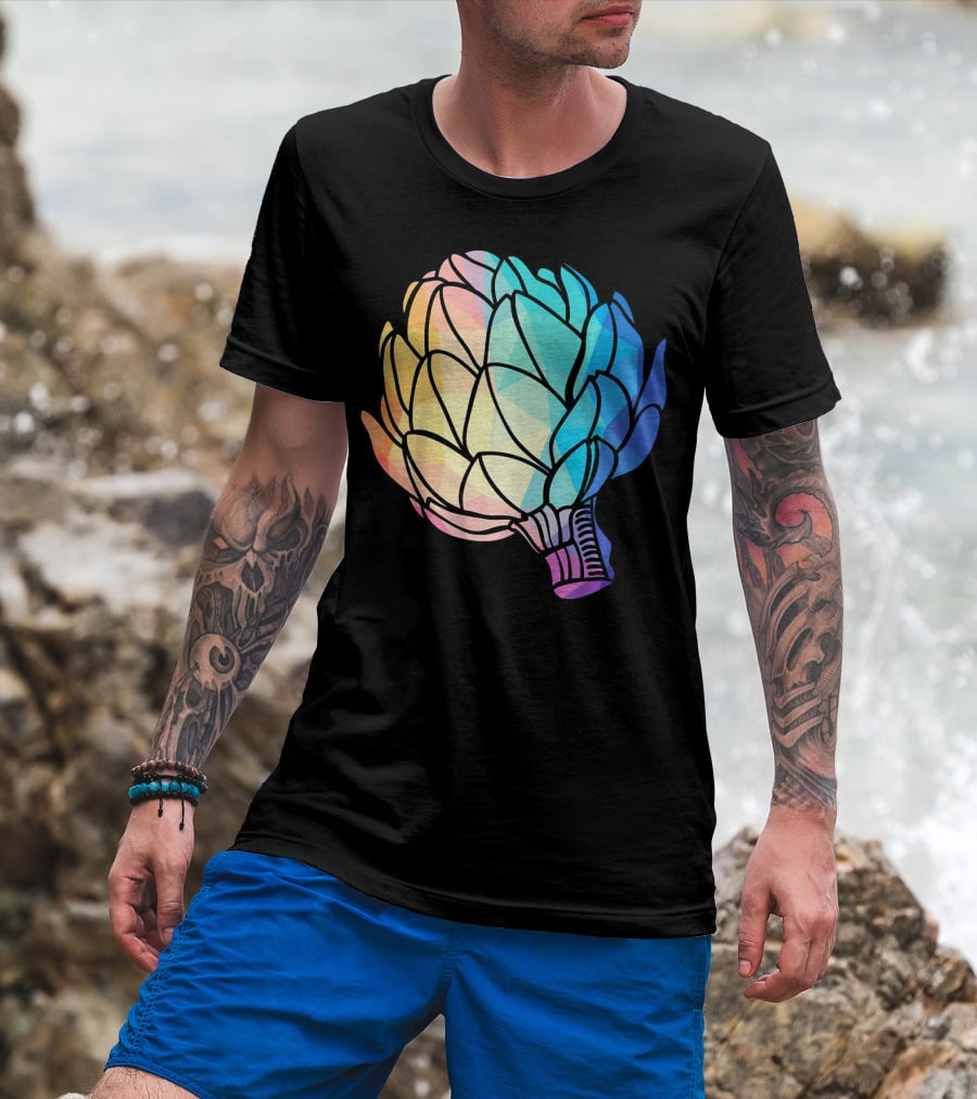 Low Poly Artichoke Vegetarian Rainbow Geometric T-Shirt