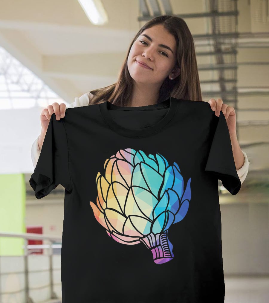 Low Poly Artichoke Vegetarian Rainbow Geometric T-Shirt
