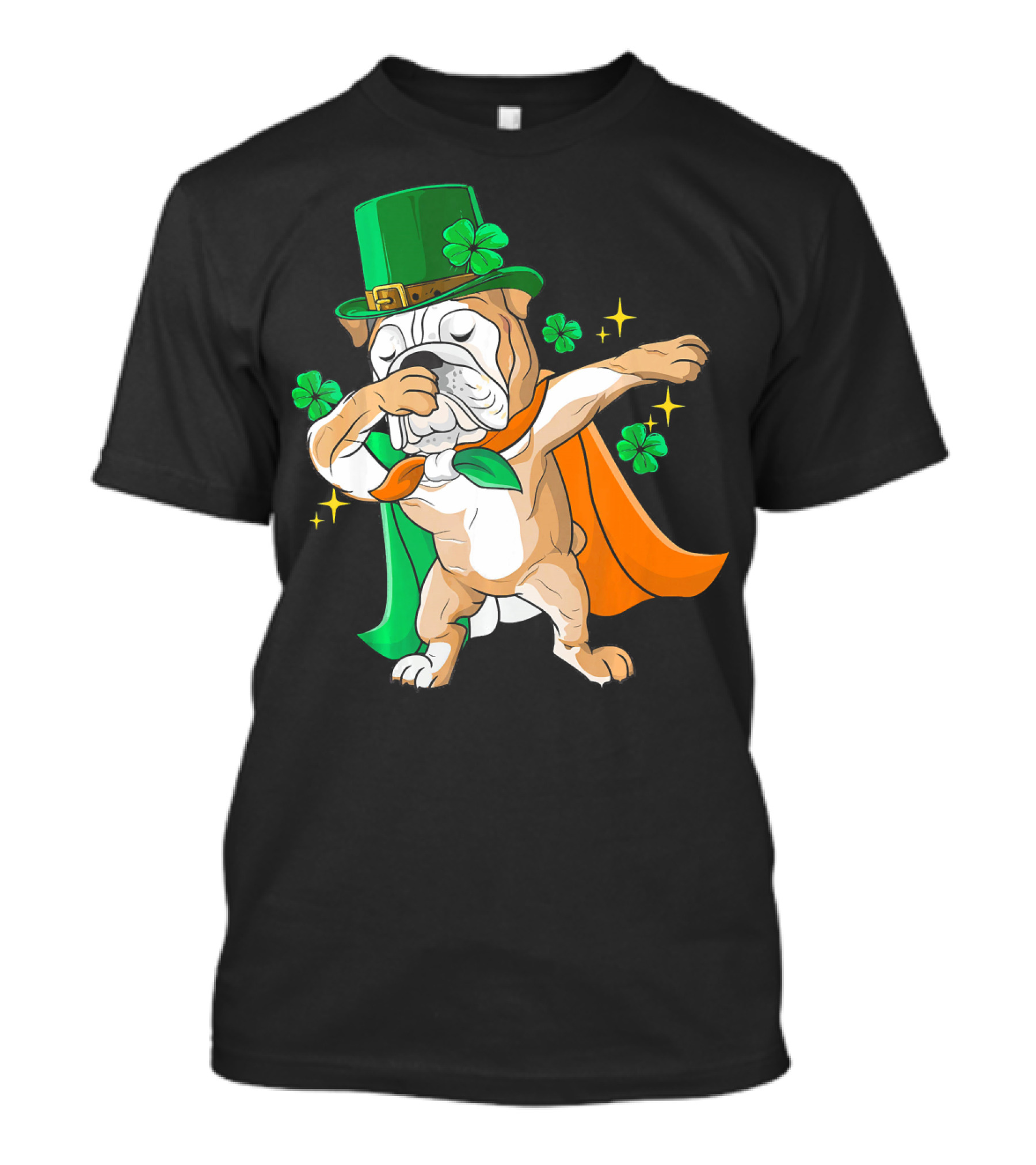 Irish Bulldog Dabbing Leprechaun With Shamrocks T-Shirt
