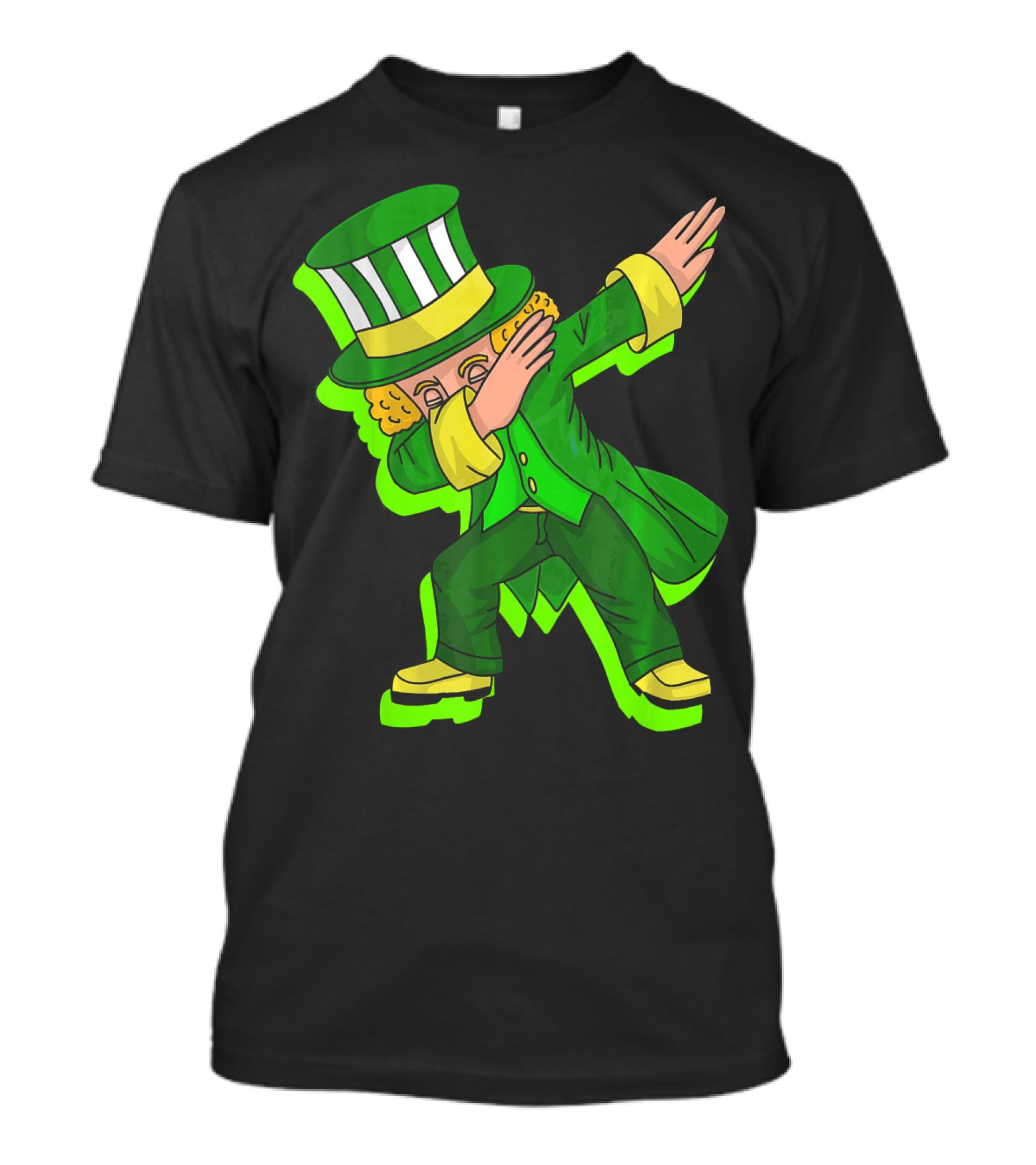 Dabbing Leprechaun With Green Shadow Cut Hat And Coat T-Shirt