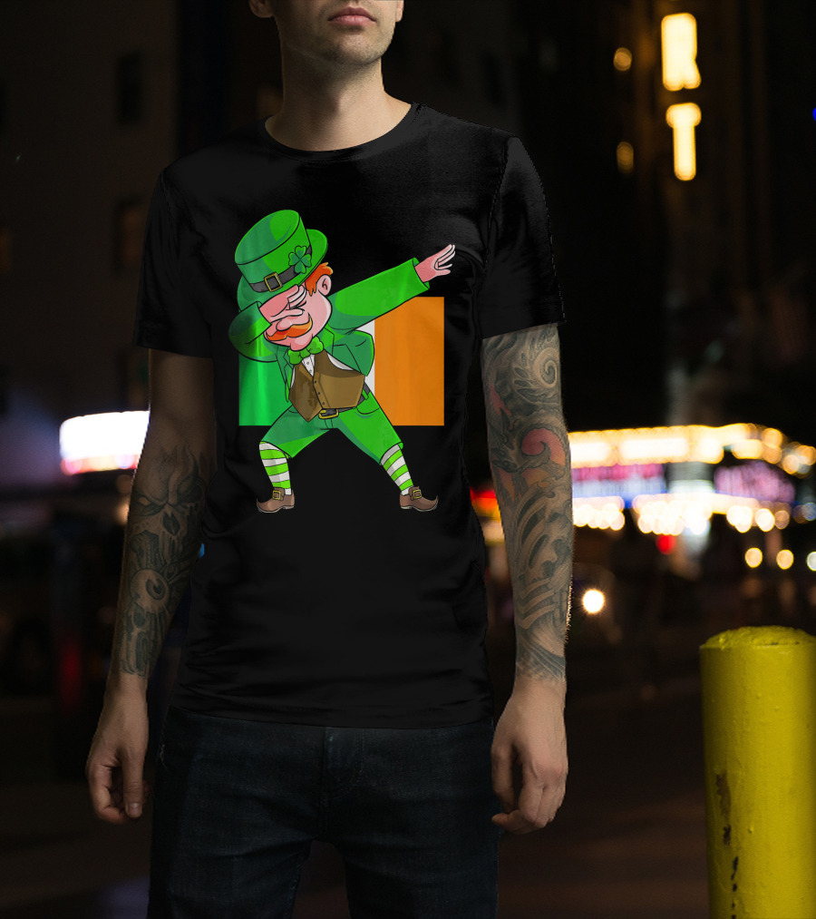 Dabbing Leprechaun Ireland Flag St. Patrick's Day Fun T-Shirt
