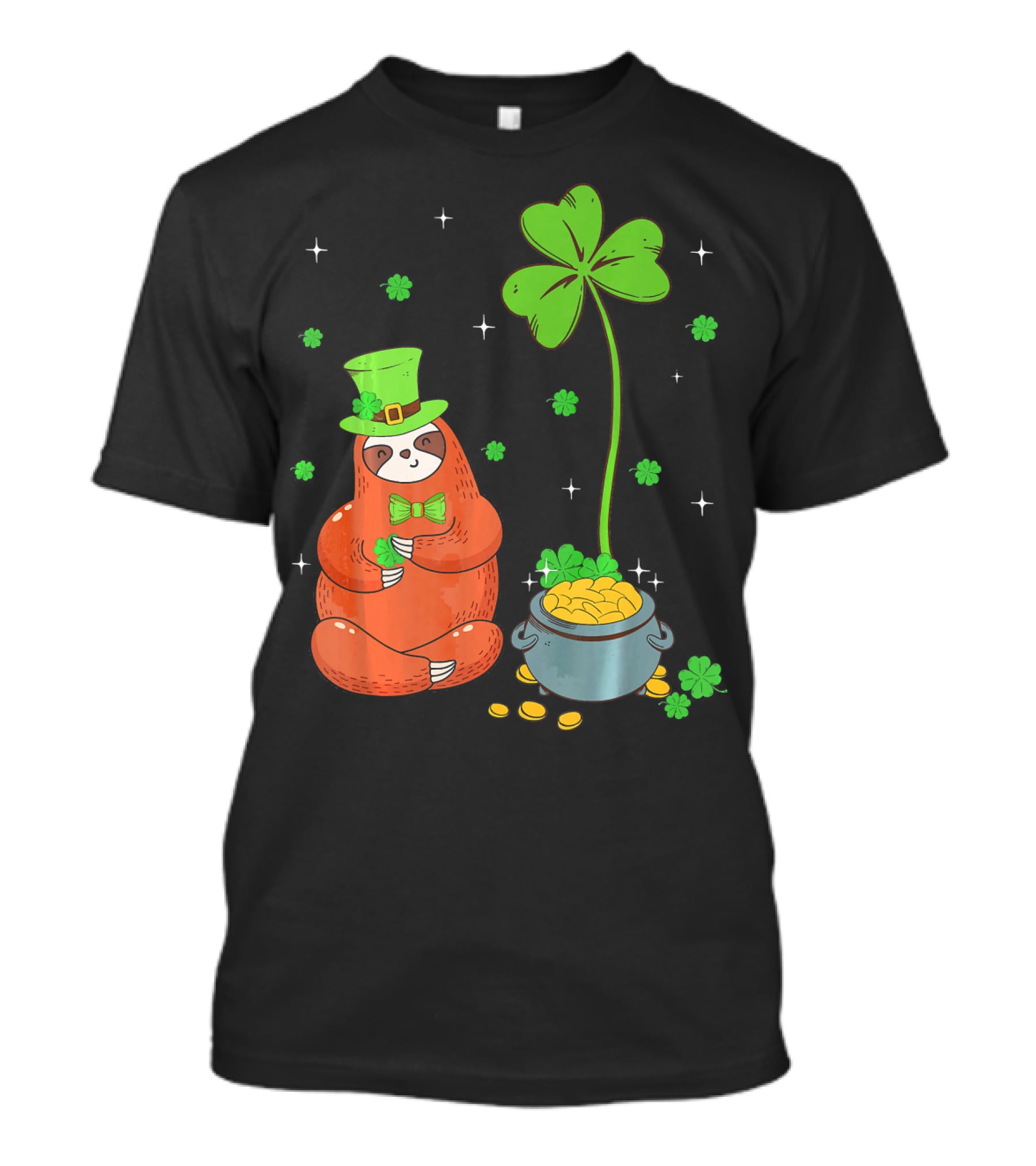 Shamrock Leprechaun Sloth Pot Of Gold St Patricks T-Shirt