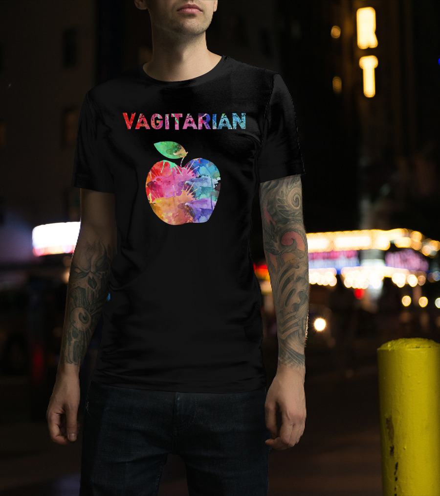 Vagitarian Watercolor Apple Vegetarian Funny T-Shirt