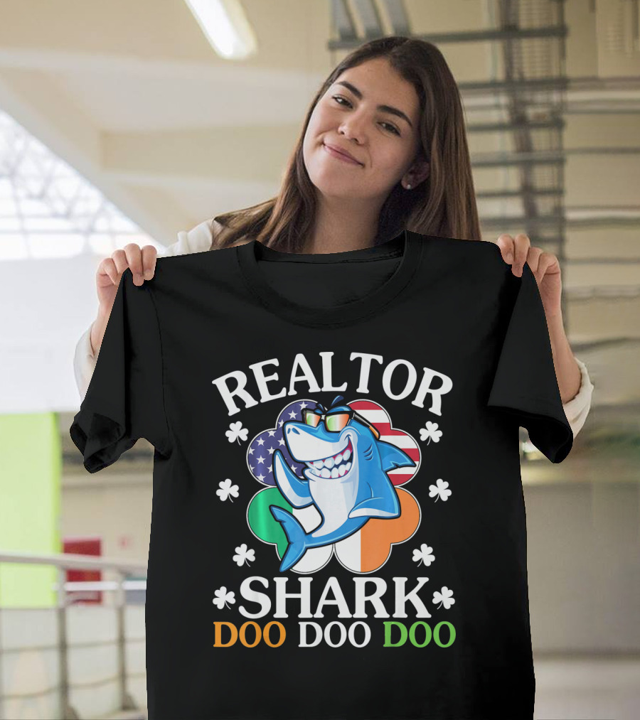 Realtor Shark Doo Doo Doo US Irish Flag Shamrock T-Shirt