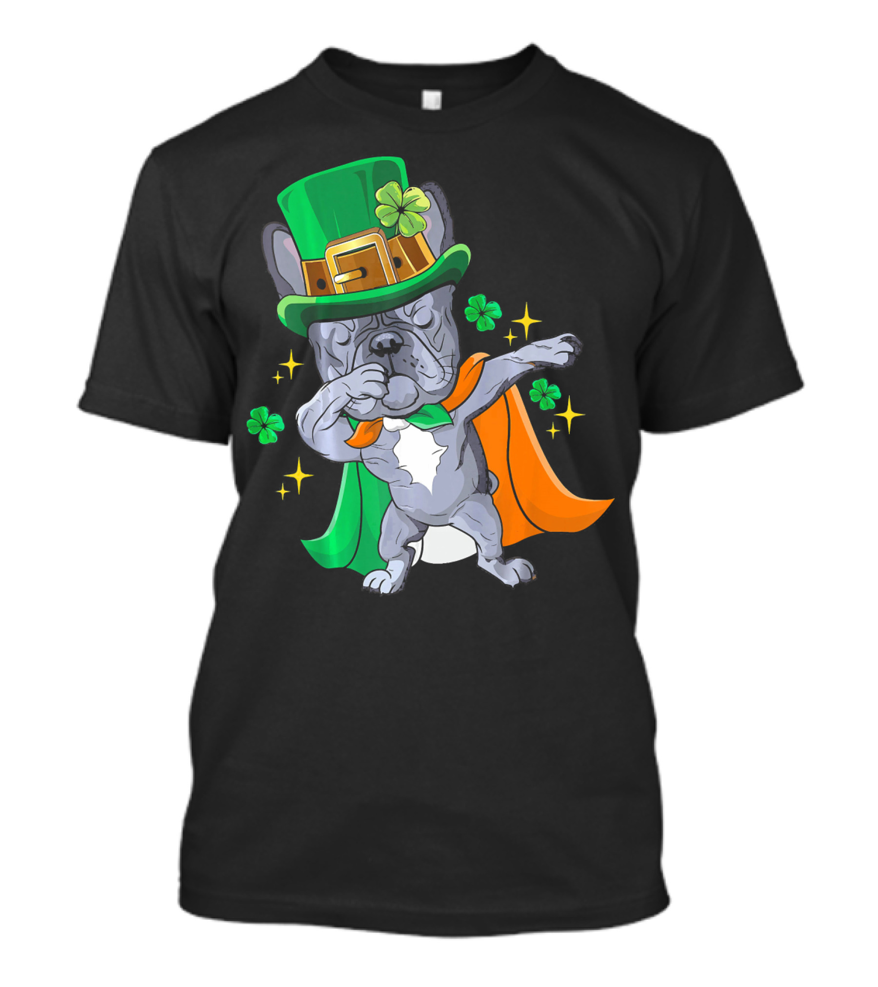 Dabbing French Bulldog Leprechaun St Patrick's Day Shamrocks T-Shirt