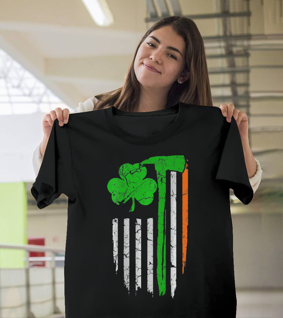 Firefighter Irish Flag Shamrock Patricks Day T-Shirt