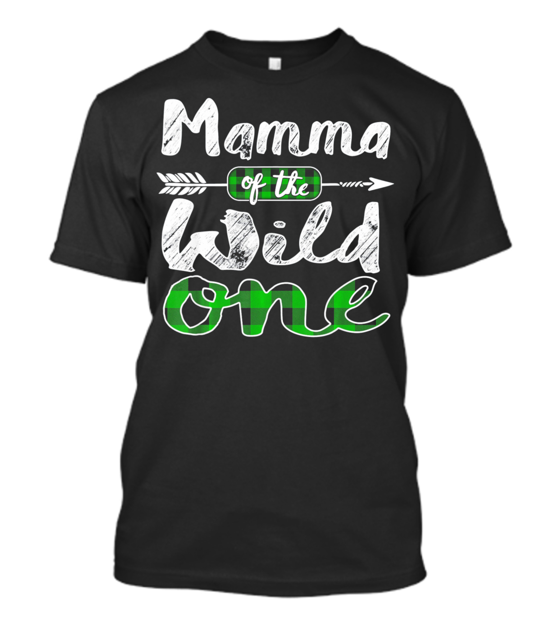 Mamma Of The Wild One Arrow Plaid T-Shirt