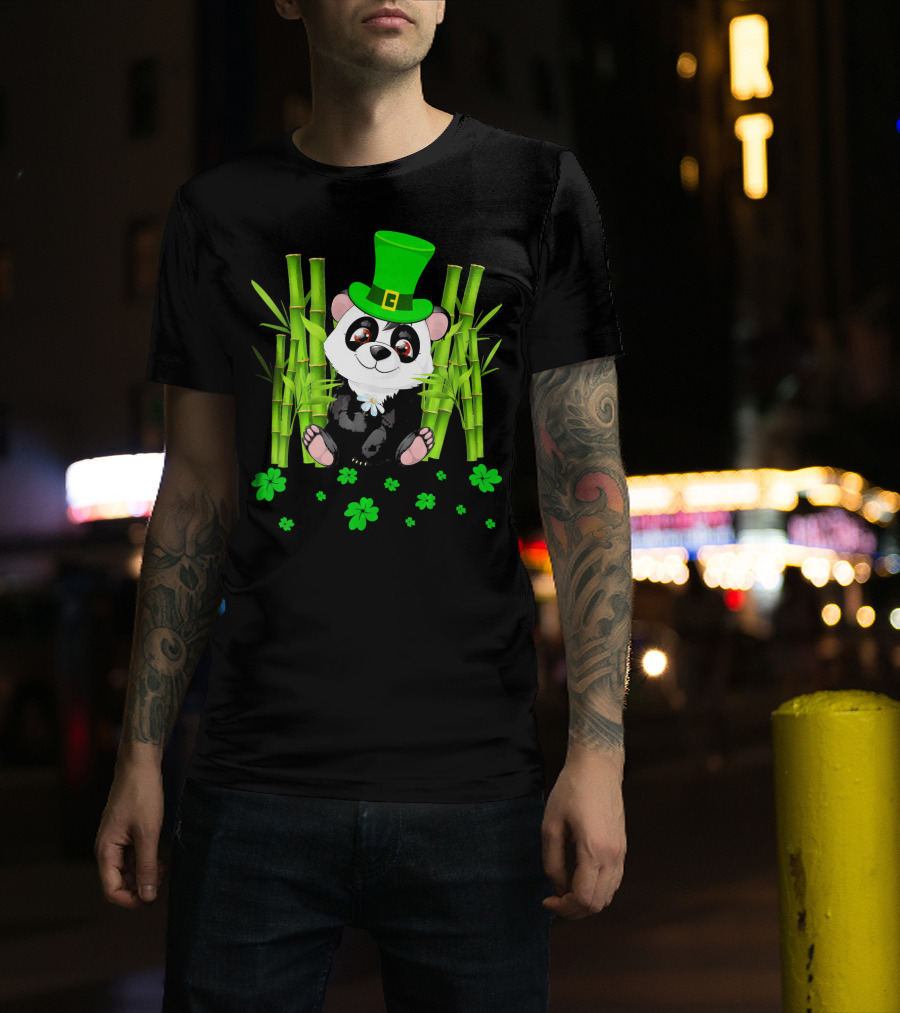 Leprechaun Panda Bamboo St Patricks Day Shamrock T-Shirt