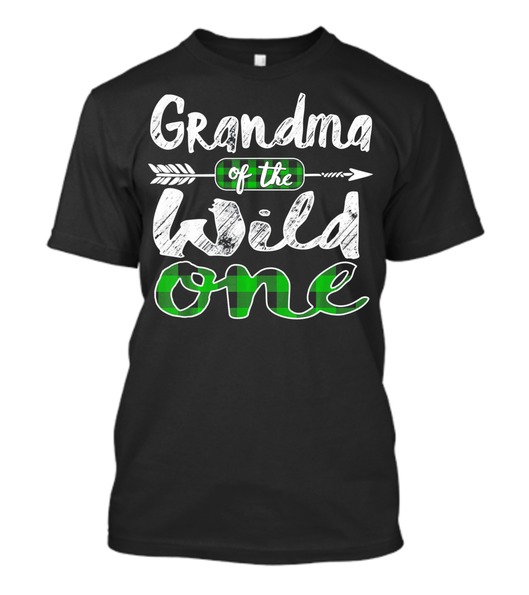 Grandma Of The Wild One Irish Green Plaid Arrow T-Shirt