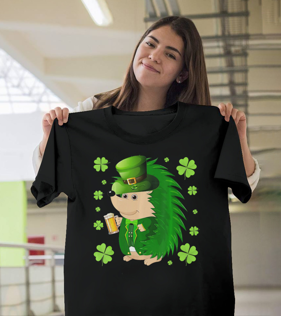 Funny Hedgichaun Leprechaun Clover Beer St. Patrick's Day T-Shirt