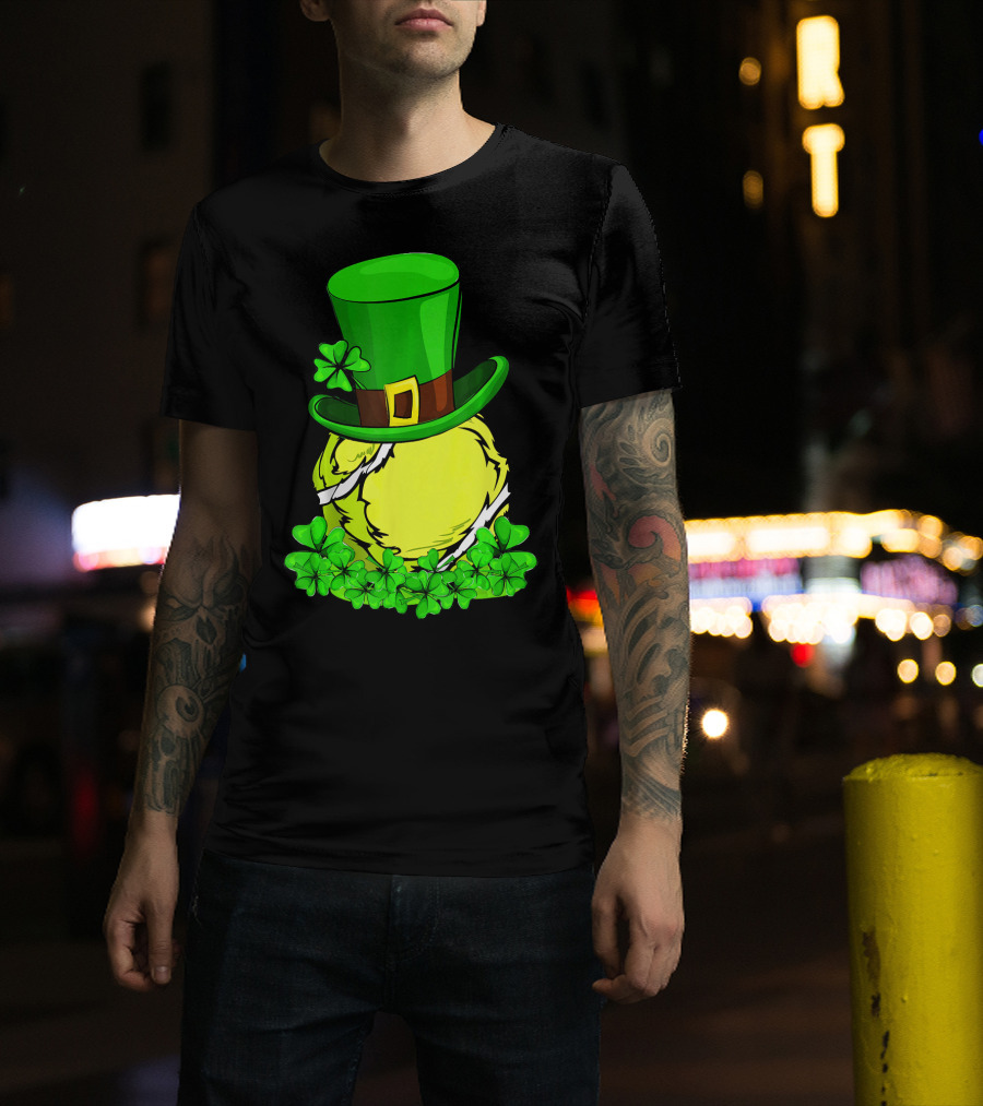 Leprechaun Hat Shamrock Tennis Ball St Patrick T-Shirt