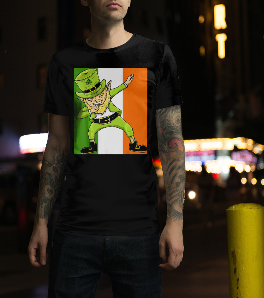 Irish Flag Dabbing Leprechaun St Patrick's Day T-Shirt