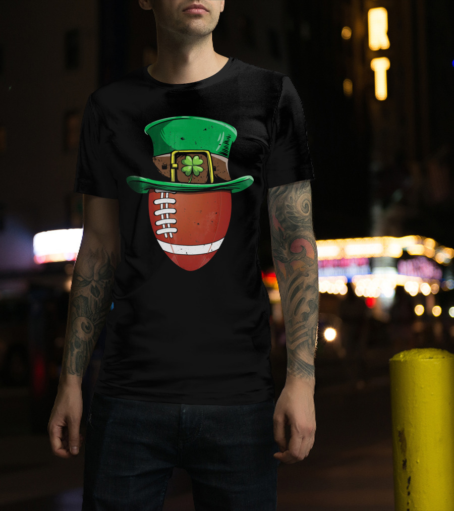 Leprechaun Hat Shamrock American Football Ball T-Shirt