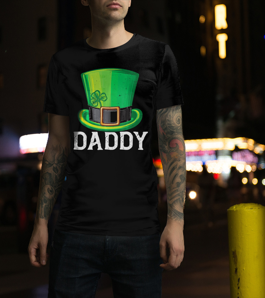 Daddy Leprechaun Hat Shamrock Matching Family T-Shirt